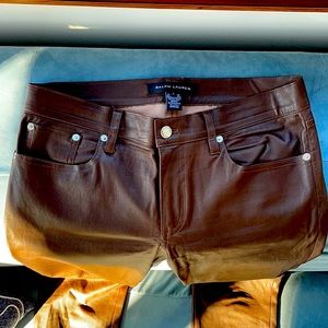 Ralph Lauren black label Cognac leather pants 8